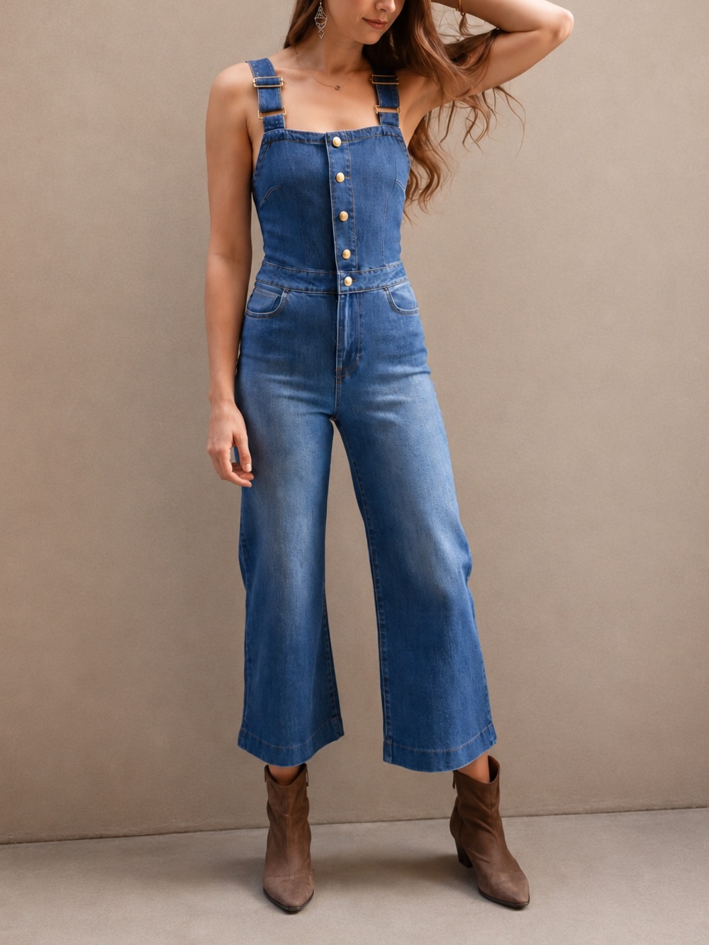 Frame Denim Claire Denim Jumpsuit La Savina, SZ M NWOT - Picture 3 of 5